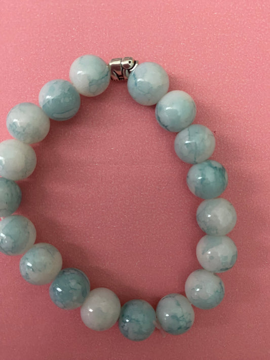 elephant blue glass ball bracelet