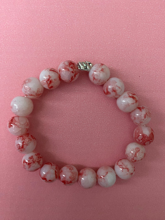 elephant pink glass ball bracelet