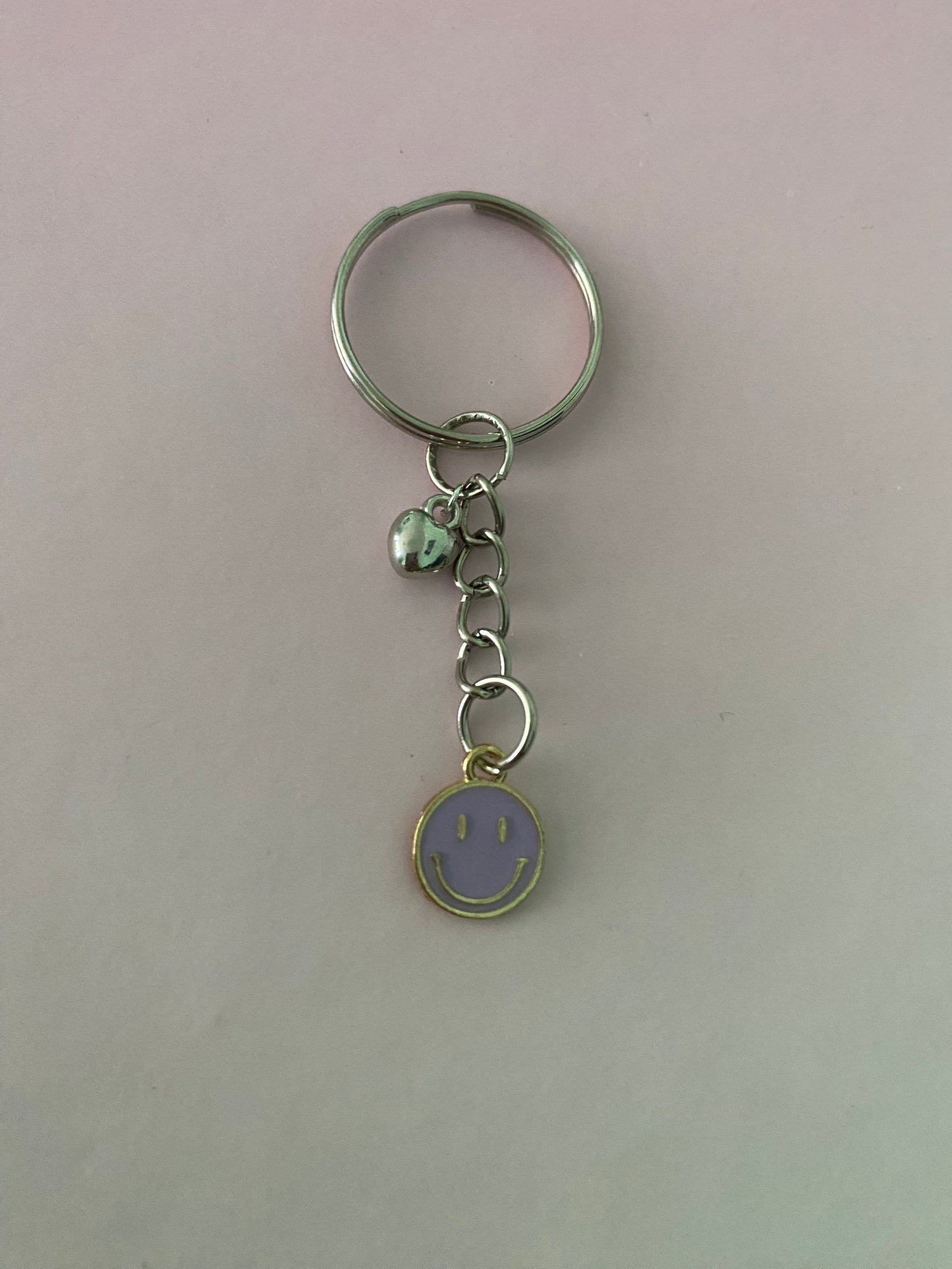 lilac smiley face keyring