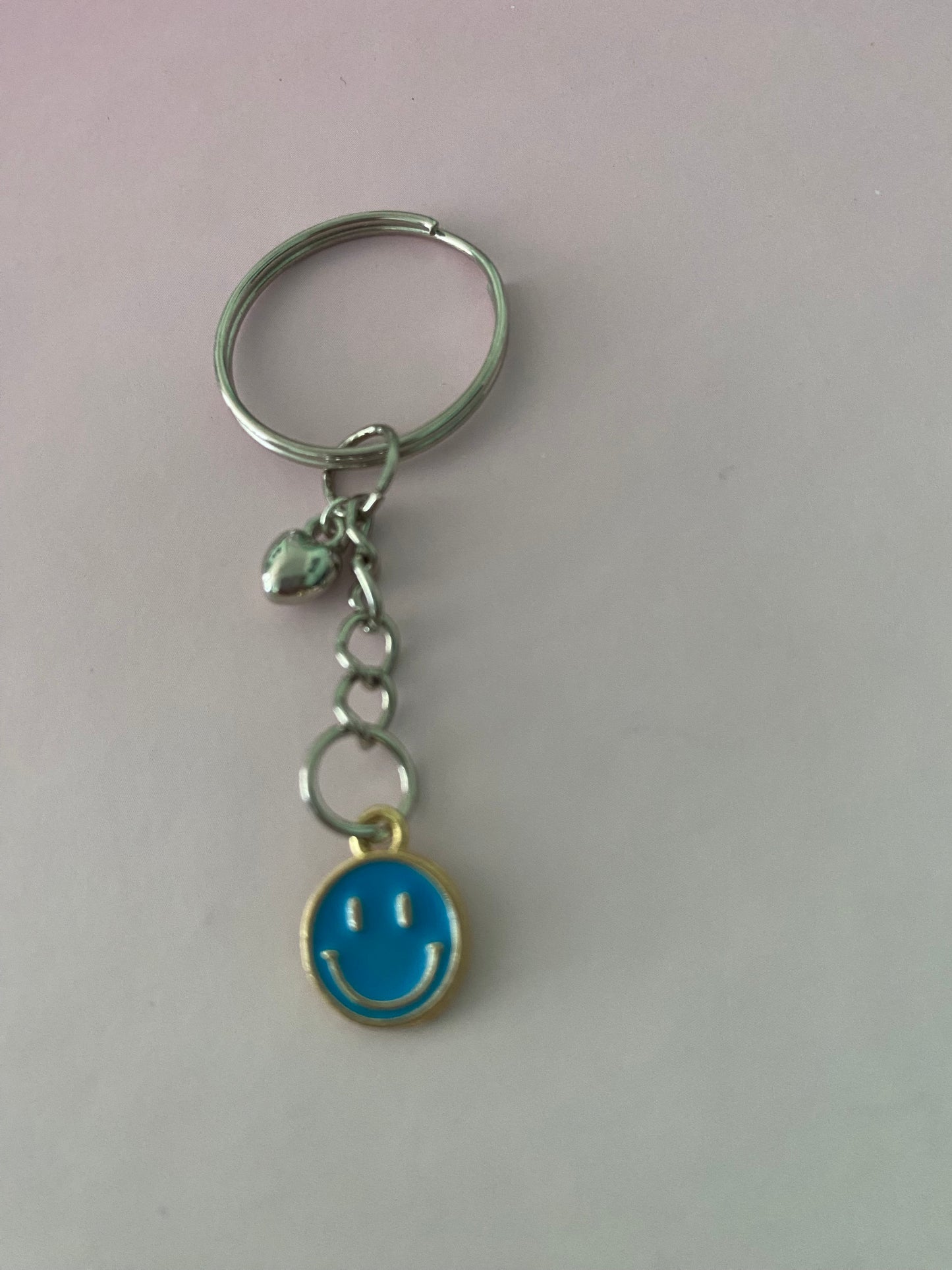 blue smiley face keyring