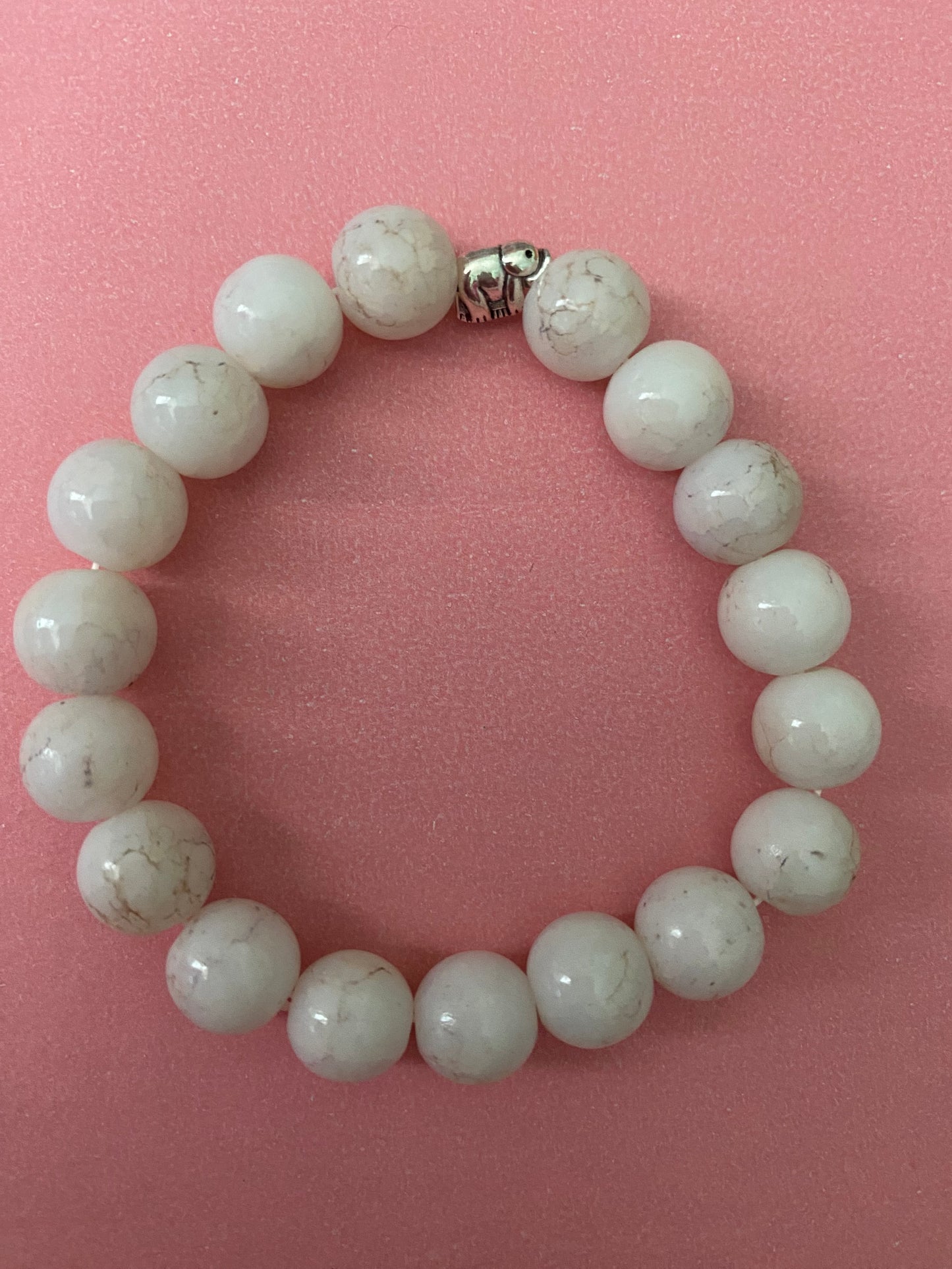 elephant white glass ball bracelet