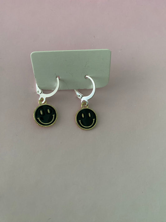 black smiley face earrings