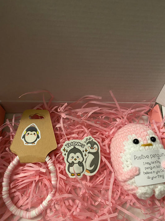 pink positive penguin box